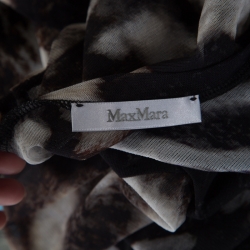 Pre Owned Max Mara Abstract Animal Print Nylon Jersey Long Sleeve Sheer Top S