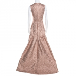 Pre Owned Max Mara Blush Pink Lurex Jacquard Patterned Sleeveless Gabriel Evening Gown S