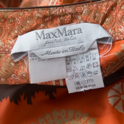 Pre Owned Max Mara Orange Paisley Printed Silk Maxi Kaftan M