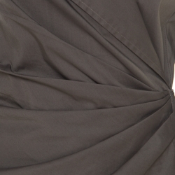 Pre Owned Max Mara Grey Cotton Stretch Faux Wrap Draped Blazer Dress M