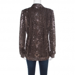 Pre Owned Max Mara Antique Silver Sequin Embellished Jacket M