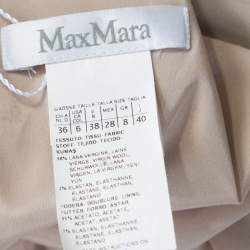 Pre Owned Max Mara Natural Beige Stretch Wool Sleeveless Ruched Canter Dress S