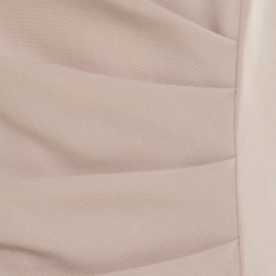 Pre Owned Max Mara Natural Beige Stretch Wool Sleeveless Ruched Canter Dress S