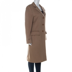 Pre Owned Max Mara Camel Beige Wool Long Coat L