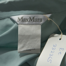 Pre Owned Max Mara Pale Blue Cotton Hi-Lo Hem Collared Top L