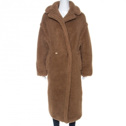 Pre Owned Max Mara Tan Alpaca Blend Oversized Teddy Coat S