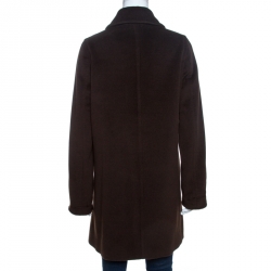 Pre Owned Max Mara Dark Brown Wool Long Coat M