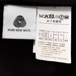 Pre Owned Max Mara Navy Blue Virgin Wool Belted Long Coat M