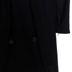 Pre Owned Max Mara Navy Blue Virgin Wool Belted Long Coat M
