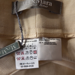 Pre Owned Max Mara Cream Linen Straight Leg Trousers M