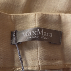 Pre Owned Max Mara Cream Linen Straight Leg Trousers M