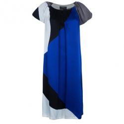Pre Owned Max Mara Colorblock Silk Satin Dress L