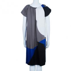 Pre Owned Max Mara Colorblock Silk Satin Dress L