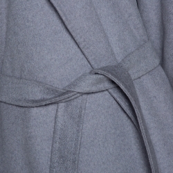 Pre Owned Max Mara Grey Cashmere Belted Long Coat L