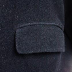 Pre Owned Max Mara Black Wool Coat with Fur Collar L