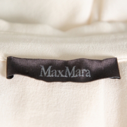 Pre Owned Max Mara Cream Silk Crepe Cape Sleeve Blouse M