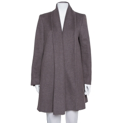 Dark Grey Wool Open Front Coat