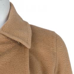 Pre Owned Max Mara Beige Camel Wool Belted Coat M