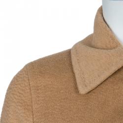 Pre Owned Max Mara Beige Camel Wool Belted Coat M