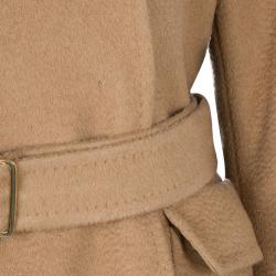 Pre Owned Max Mara Beige Camel Wool Belted Coat M