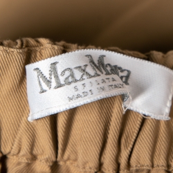 Pre Owned Max Mara Beige Cotton Off-Shoulder Drawstring Waist Jumpsuit S