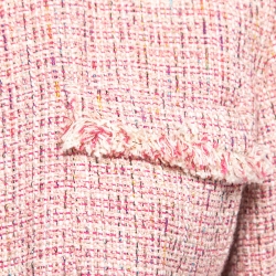 Pre Owned Max Mara Pink Tweed Pocket Detail Fringe Trimmed Jacket M