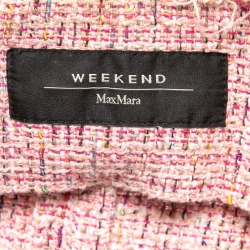 Pre Owned Max Mara Pink Tweed Pocket Detail Fringe Trimmed Jacket M