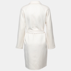 Max Mara Cream Wool Belted Coat S