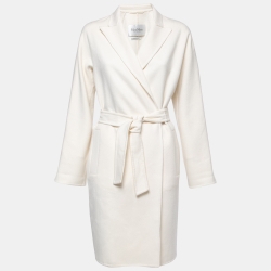 Max Mara Cream Wool Belted Coat S