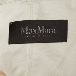 Pre Owned Max Mara Cream Wool Lapeled Belted Midi Dress M