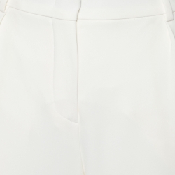 Pre Owned Max Mara Studio Off White Crepe Tapered Leg Pants S