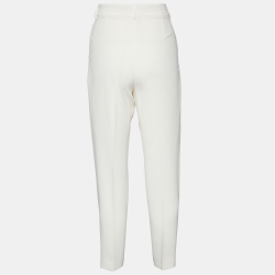 Pre Owned Max Mara Studio Off White Crepe Tapered Leg Pants S
