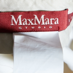 Pre Owned Max Mara Studio Off White Crepe Tapered Leg Pants S