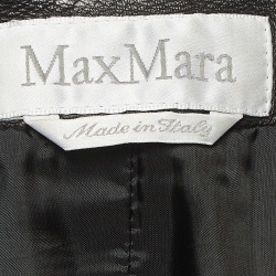 Max Mara Black Leather Front Open Belted Leather Jacket XS