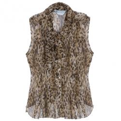 Pre Owned Max Mara Leopard Print Chiffon Top S
