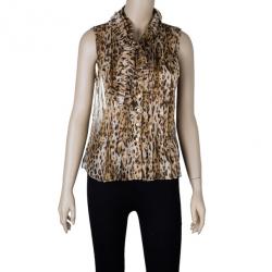 Pre Owned Max Mara Leopard Print Chiffon Top S