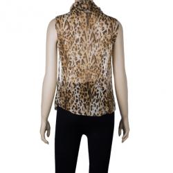 Pre Owned Max Mara Leopard Print Chiffon Top S