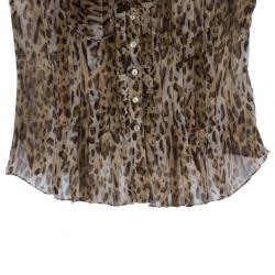 Pre Owned Max Mara Leopard Print Chiffon Top S