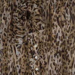 Pre Owned Max Mara Leopard Print Chiffon Top S