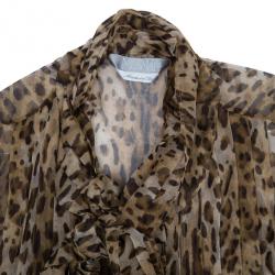 Pre Owned Max Mara Leopard Print Chiffon Top S