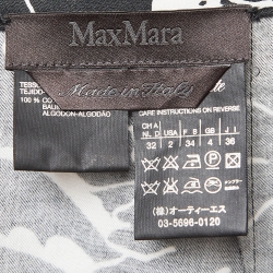 Max Mara Black/White Floral Print Cotton Flared Maxi Skirt XS