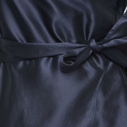 Pre Owned Max Mara Navy Blue Cotton Blend Wrap Shirt and Trousers Set S