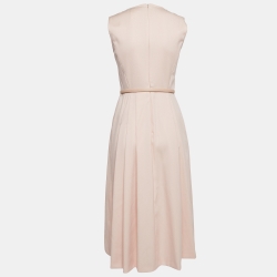Max Mara Pink Wool Belted Midi Dress S