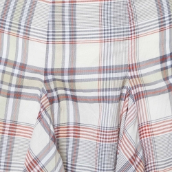 Pre Owned Max Mara Beige Checked Cotton Flared Skirt S