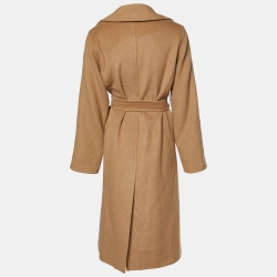 Pre Owned Max Mara Brown Camel Hair Manuela Belted Long Coat M