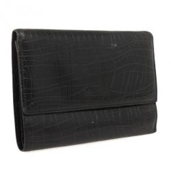 Max Mara Crocodile Print Leather Flap Wallet