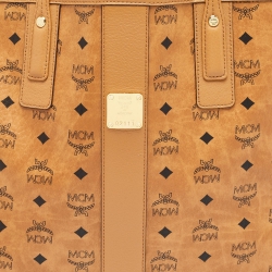 MCM Cognac Visetos Coated Canvas Large Reversible Liz Shopper Tote
