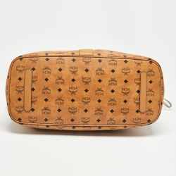 MCM Cognac Visetos Coated Canvas Large Reversible Liz Shopper Tote