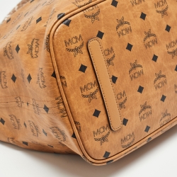 MCM Cognac Visetos Coated Canvas Large Reversible Liz Shopper Tote