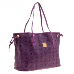 Pre Owned MCM Purple Visetos Leather Project Reversible Shopper Tote